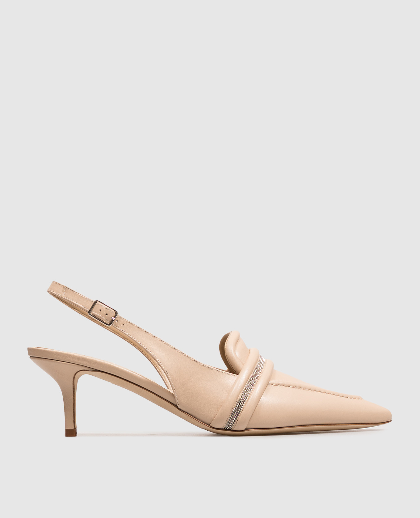 Beige leather slingbacks with monil chain Peserico
