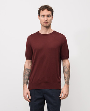 ISAIA Brown silk and cashmere T-shirt MG8442Y0535