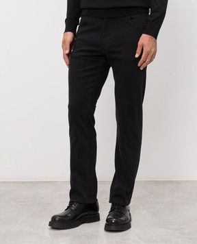 Stefano Ricci Black jeans with logo patch MFT61B1191T62BK