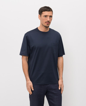 Agnona Blue T-shirt with embroidered logo TT09U1YY2066