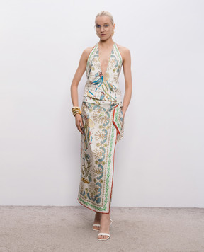 MANTERO 1902 Erita ivory printed silk top 1079F0030G0880E