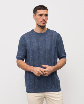 Brunello Cucinelli Blue linen t-shirt M2L707800