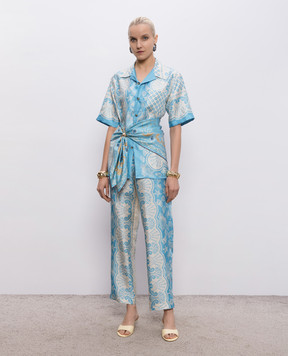 MANTERO 1902 Doris blue silk pants 0227A2811T0879N