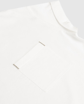 Brunello Cucinelli Children's white T-shirt with a monil chain B0T81T458C