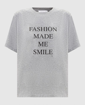 Victoria Beckham Grey melange printed T-shirt 1226JTS007458A