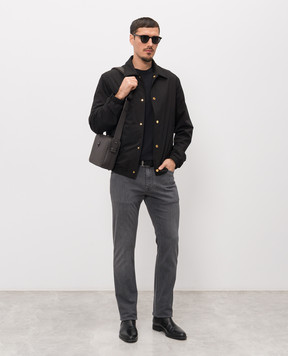 Stefano Ricci Black jacket with logo patch M6J6100150PL001HSAC64