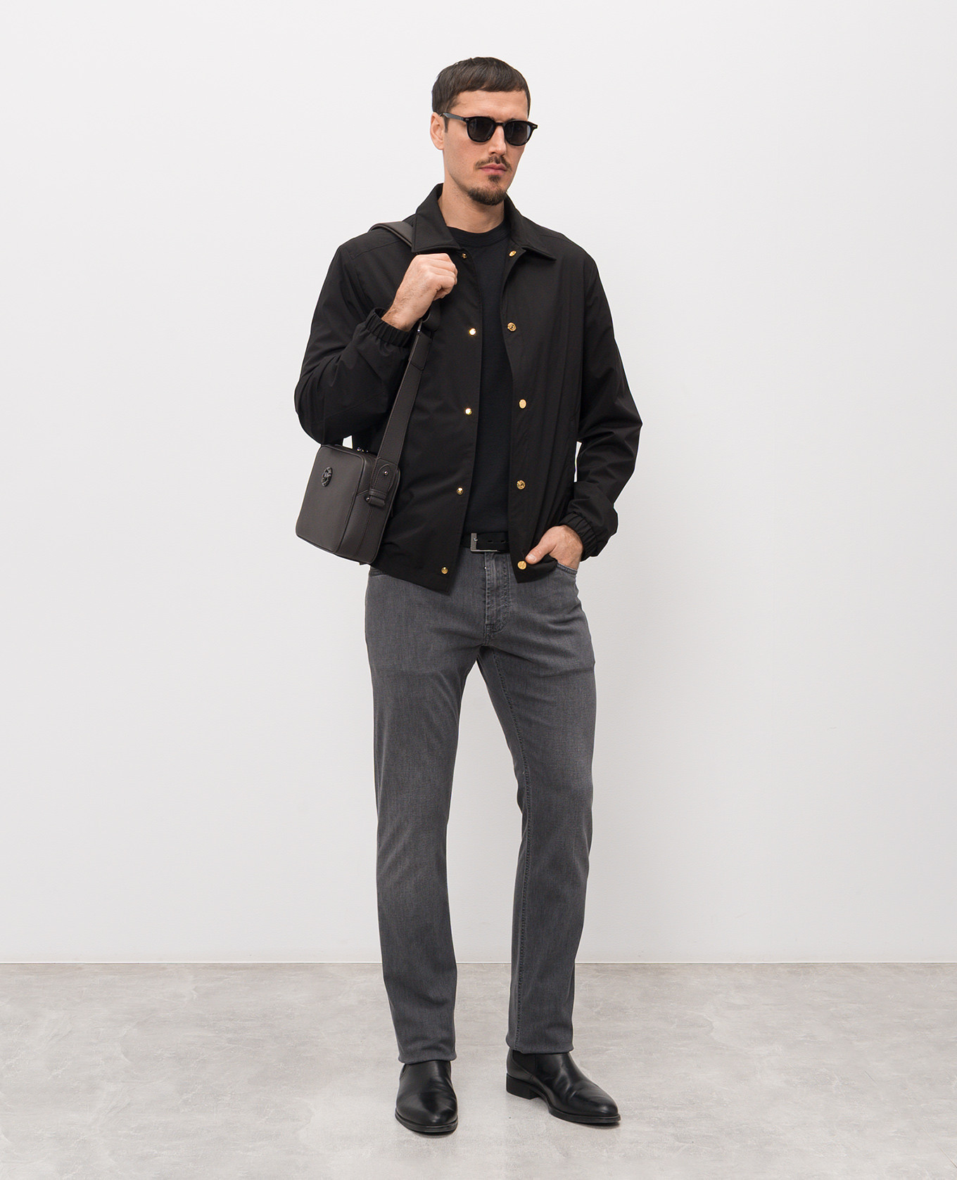 

Grey jeans with embroidered logo Stefano Ricci