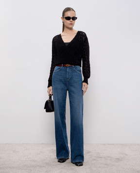 Twinset Black openwork sweater with wool 252TT3200
