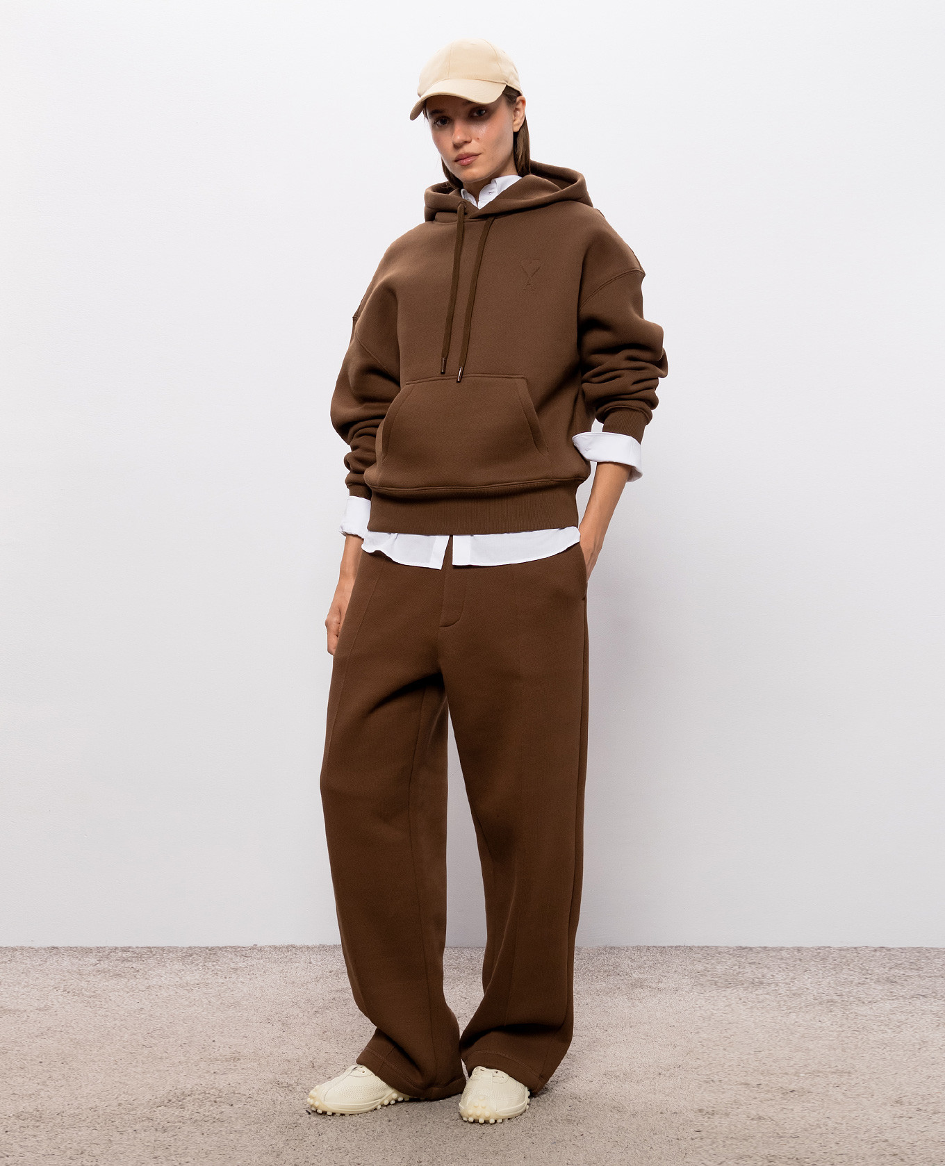 Brown insulated hoodie Ami Paris 2