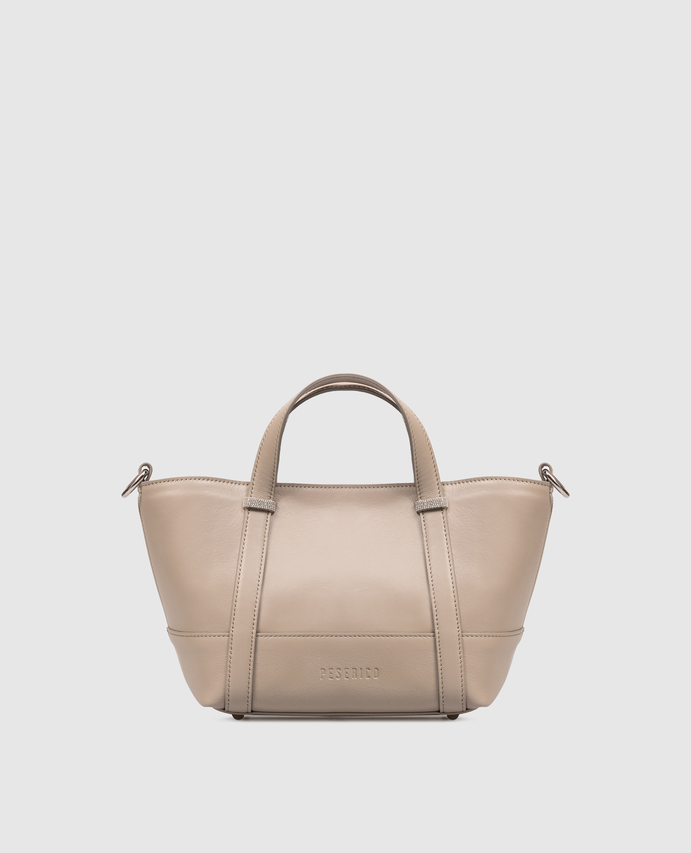 

Beige leather tote bag with logo embossing Peserico