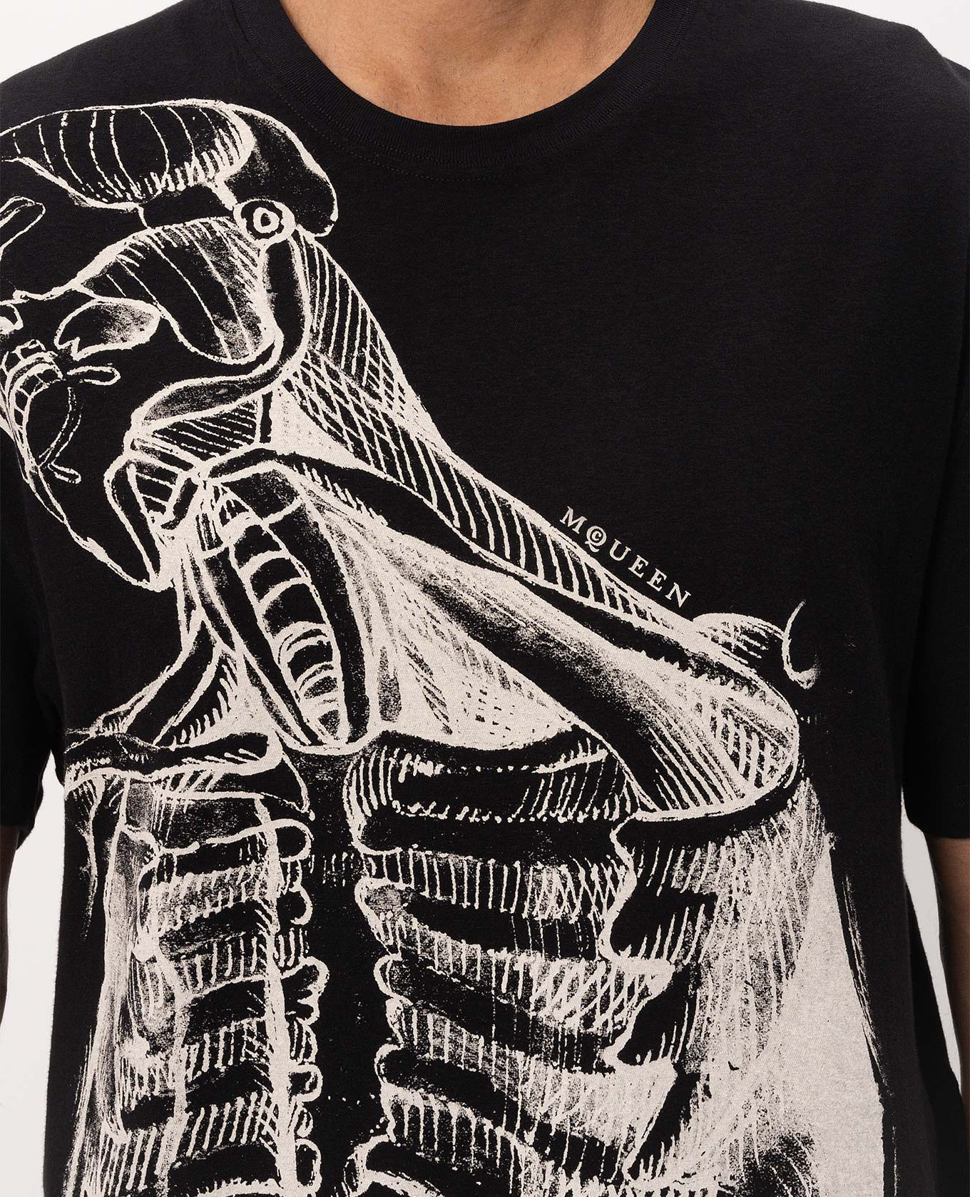 Black Sketch Anatomy T-shirt with linen Alexander McQueen 5