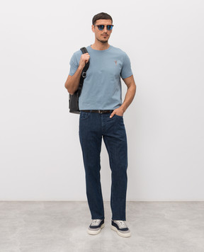 Trussardi Blue T-shirt with logo print G0568000127NMTS14J02