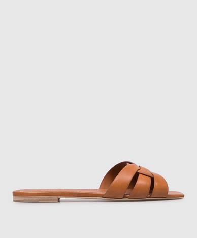 Brown leather TRIBUTE flip-flops