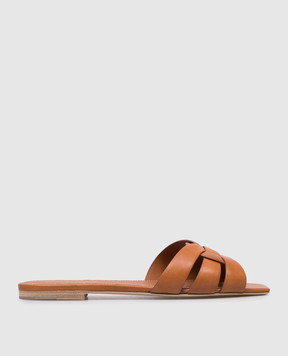 Saint Laurent Brown leather TRIBUTE flip-flops 571952BDA00
