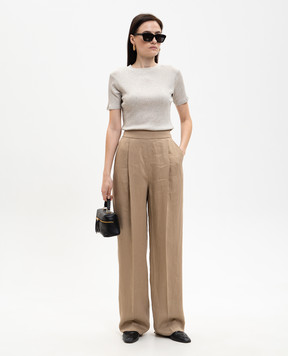 Agnona Brown linen pants T71008XU3049