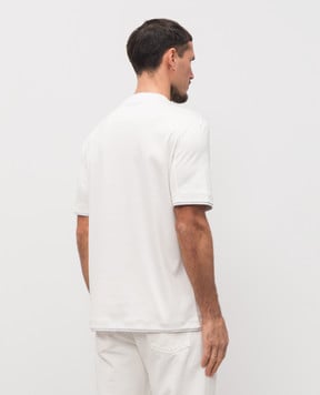 Brunello Cucinelli White T-shirt with embroidered emblem M0B137451G