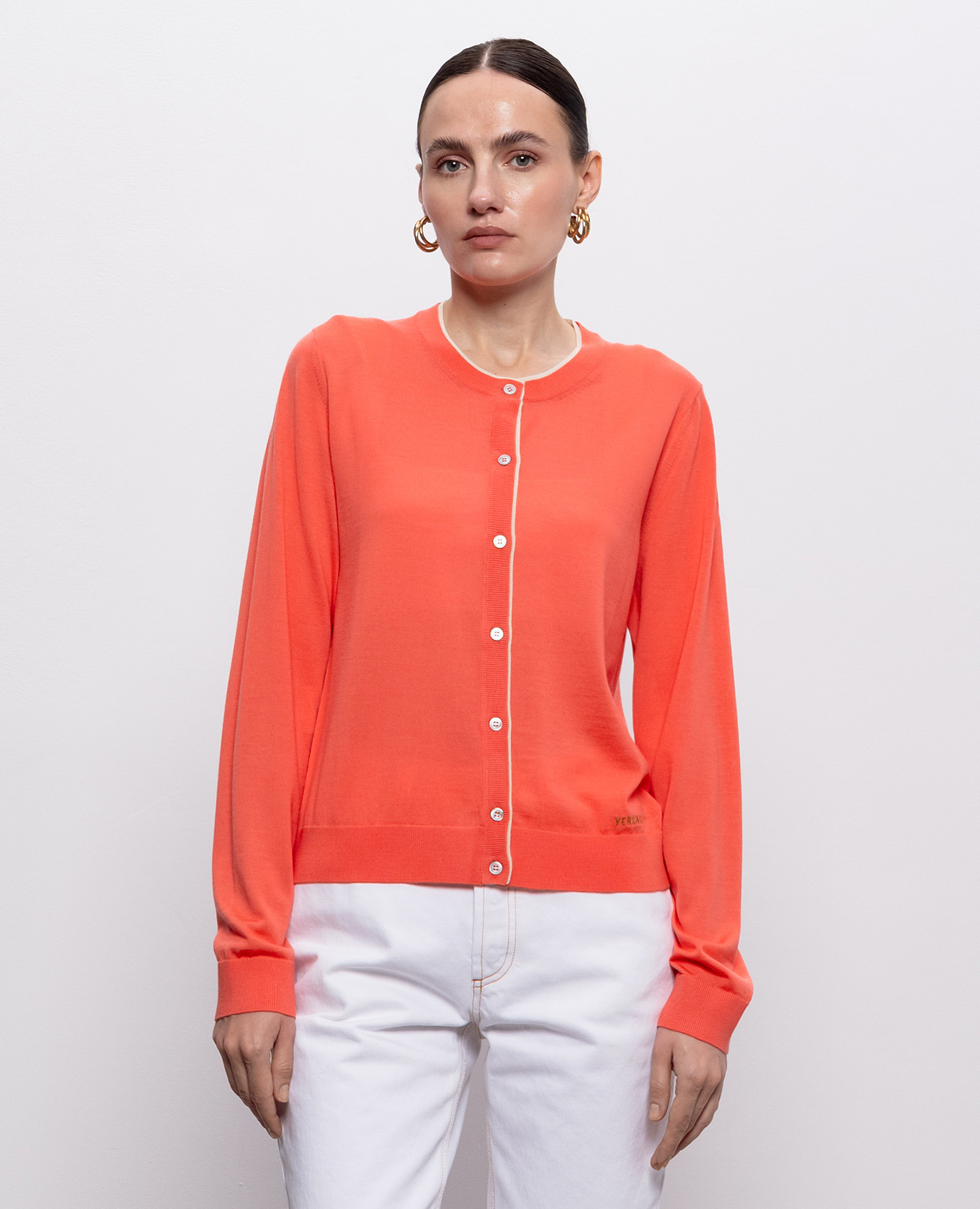 

Coral wool cardigan Versace, Red