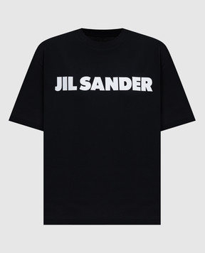 Jil Sander Black T-shirt with contrast logo print J02GC0140J20349