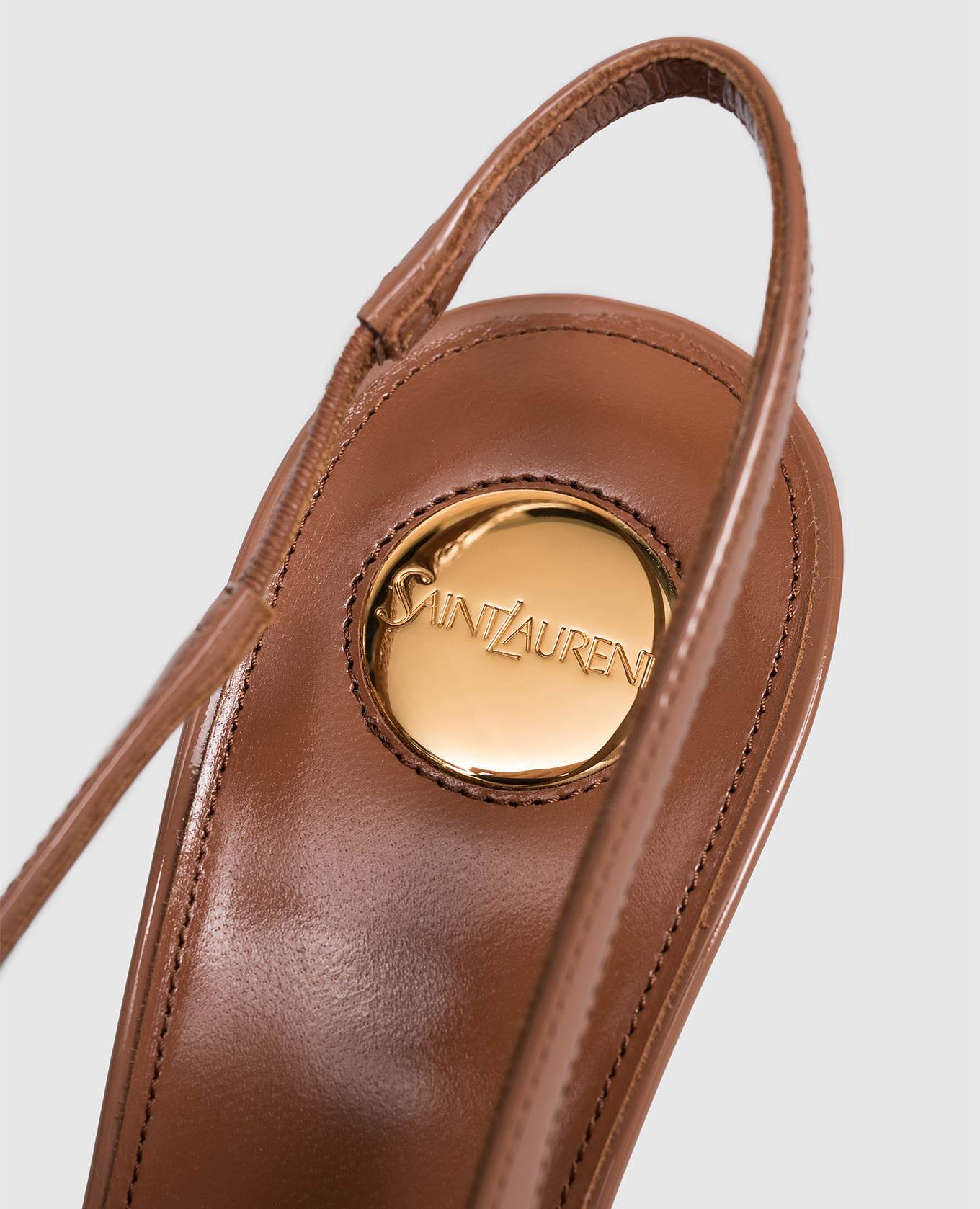GUERMATES brown patent leather slingbacks Saint Laurent 5