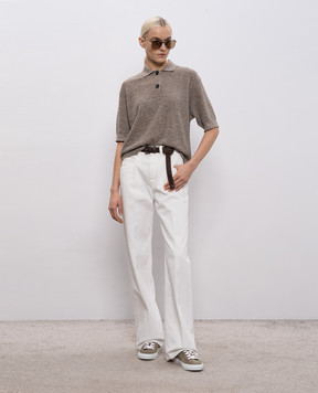 Brunello Cucinelli White jeans with a monil chain M0H81P5568