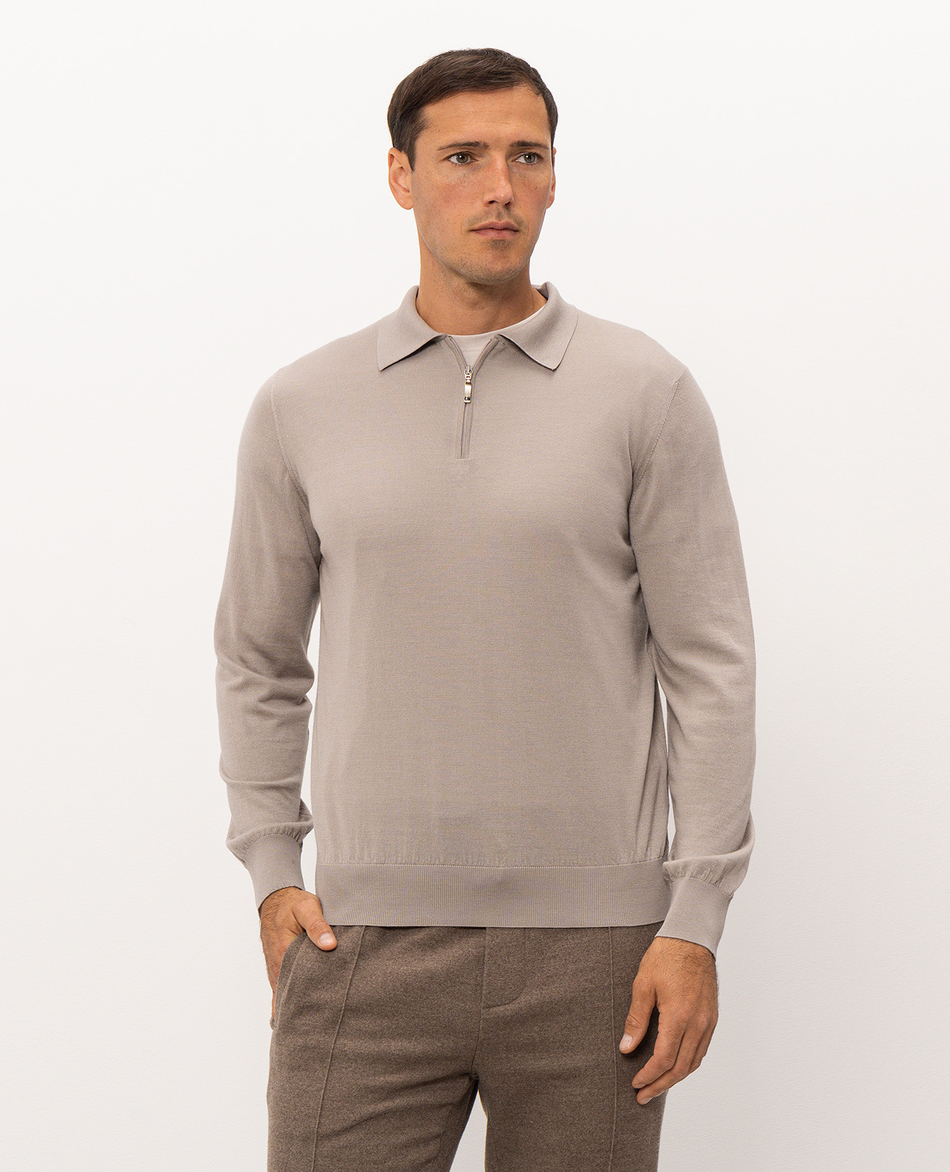 Beige wool, silk and cashmere polo shirt Doriani Cashmere 3