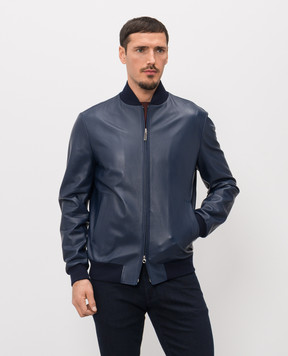 Stefano Ricci Blue leather bomber jacket M7J6100262NPNUV5
