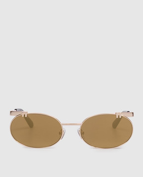 Off-White Gold-tone sunglasses with OFF logo and mirror effect OW2030767458