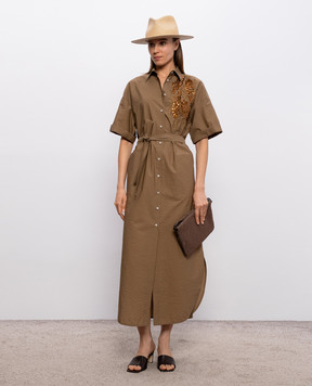 Brunello Cucinelli Brown shirt dress with sequins M0F79AHD91