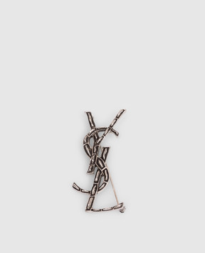Saint Laurent Silver brooch CASSANDRE with crocodile embossed pattern 470371Y1500m