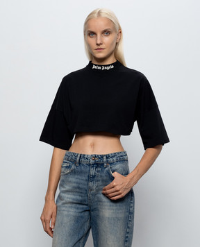Palm Angels Black cropped T-shirt PAWAA001JR001