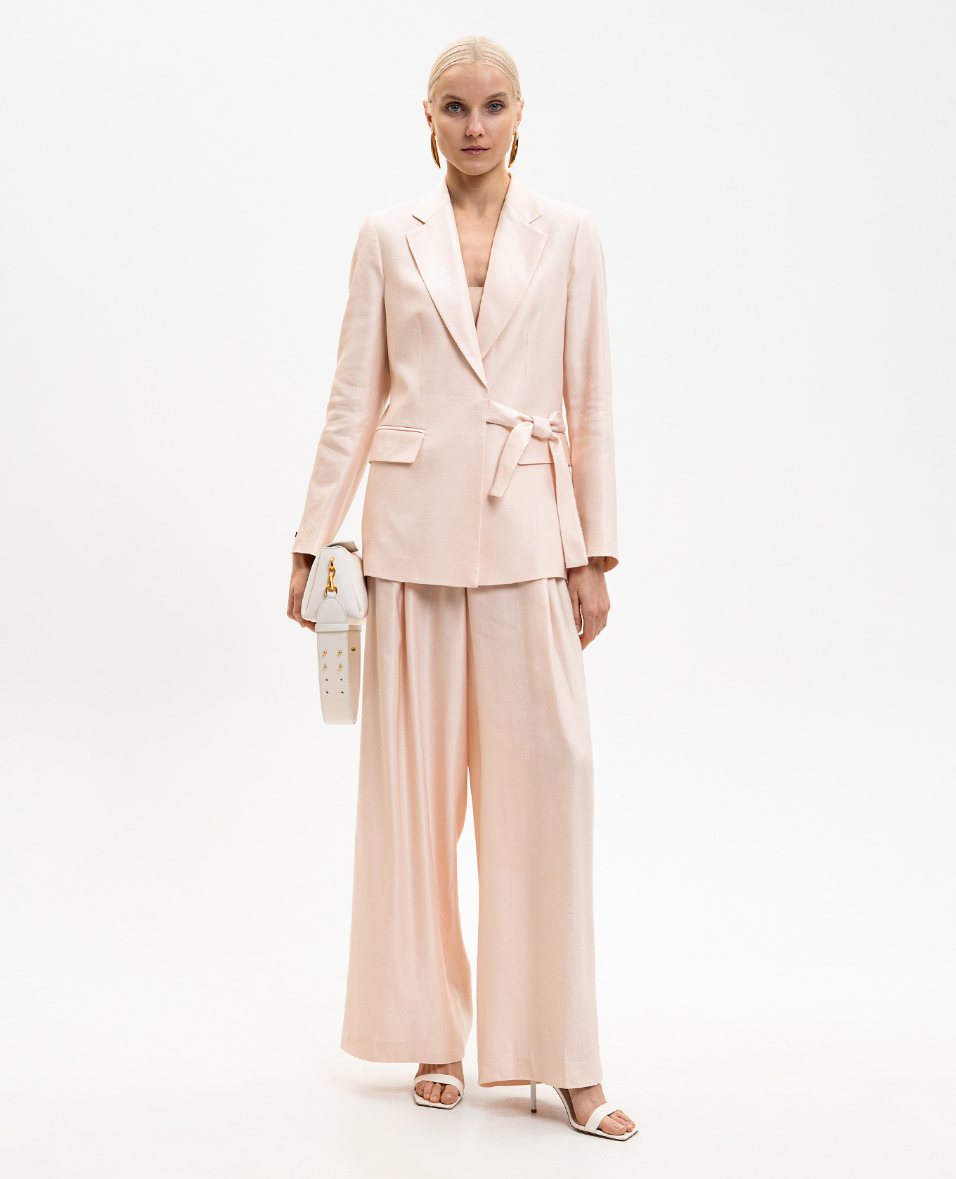 Pink linen pants with branded patch Peserico 2
