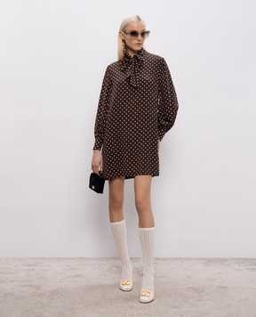 Valentino Brown polka dot silk dress 8B3VAJF89DW