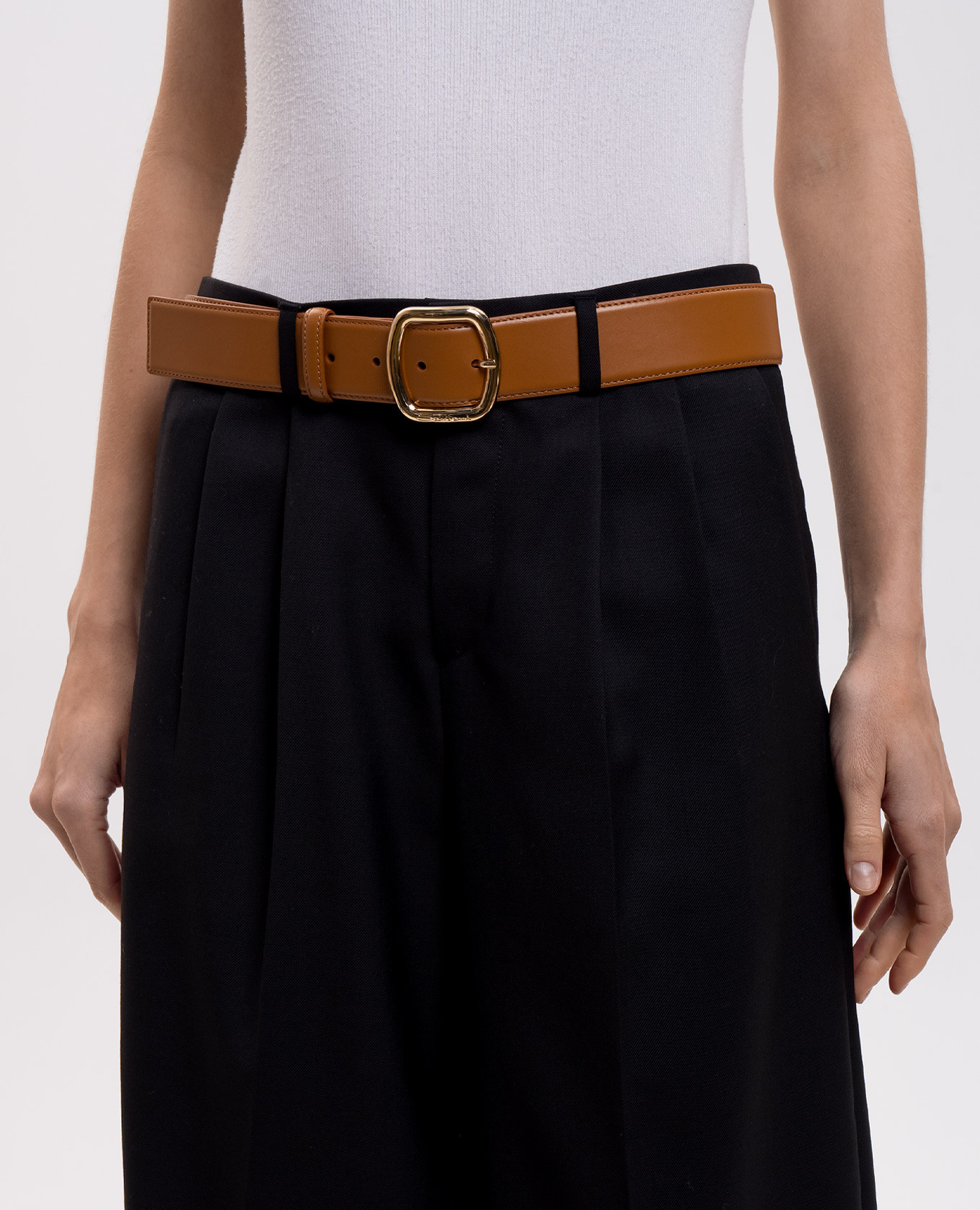Brown leather belt with logo Santoni 2