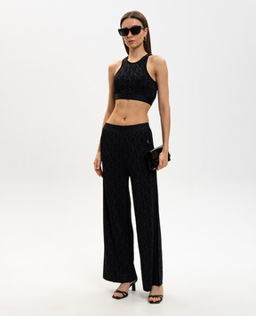 Palm Angels Black pants with monogram pattern PWHG027R24KNI001