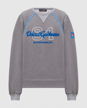 Dolce&Gabbana Grey insulated sweatshirt with textured logo G9BZMTHU7ME