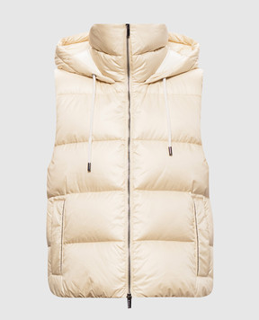 Peserico Ivory down vest with monil chain S0347900019