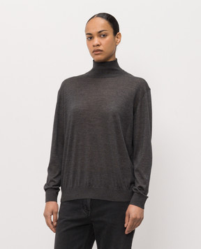 The Row Gray Orly cashmere and silk turtleneck 11120Y1001