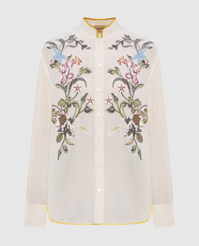Valentino Beige linen blouse with floral embroidery 8B3AB8269M4