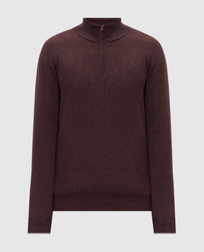Peserico Burgundy cashmere jumper with zipper R59535F12E9010