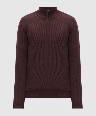 Burgundy cashmere jumper with zipper