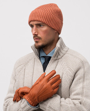 Brunello Cucinelli Orange leather gloves MPNGP93528