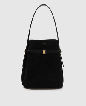 Toteme Black suede bucket bag with logo 253WAL0048LE0004