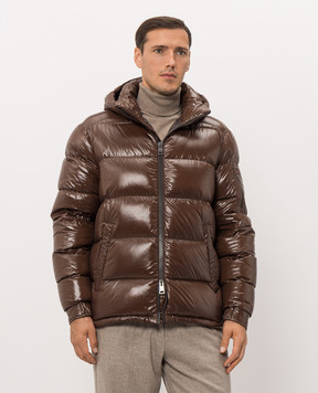 Herno Brown down jacket with monogram patch PI001416U12973