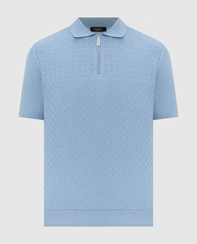 Stefano Ricci Blue polo shirt with woven pattern K212039P31F26195
