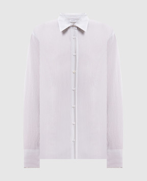 Peserico White striped shirt with monil chain A06246D00683