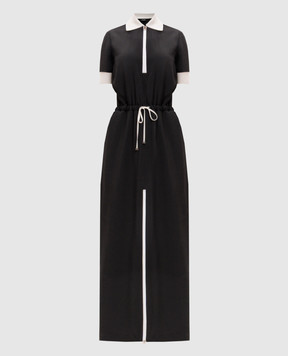 Kiton Black silk dress with contrasting trim D61330K0942H