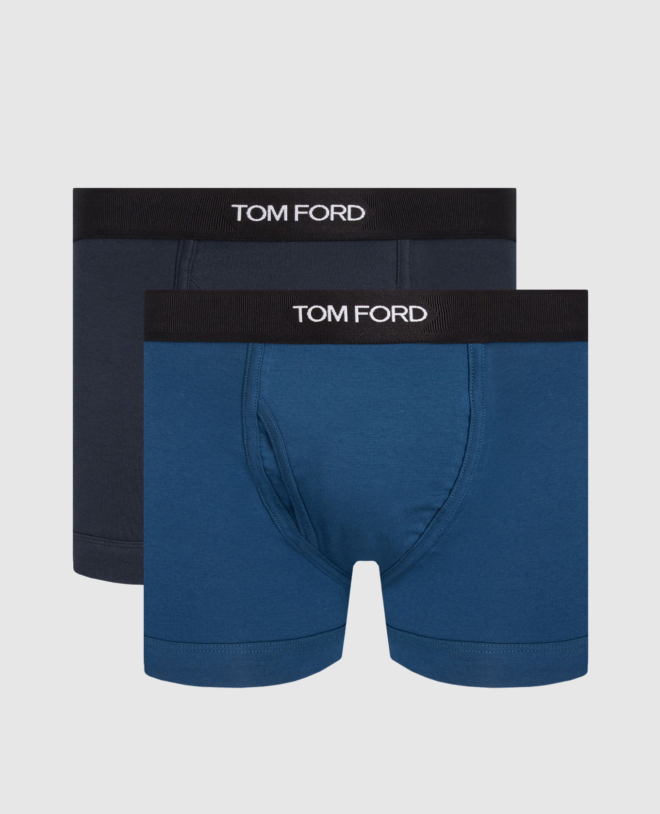 Set of blue boxer shorts with logo pattern