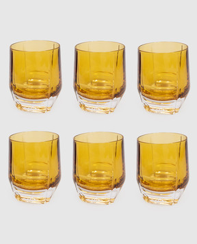 La Reine Set of yellow crystal glasses DIAMOND 6 pcs DOFDIAMOND