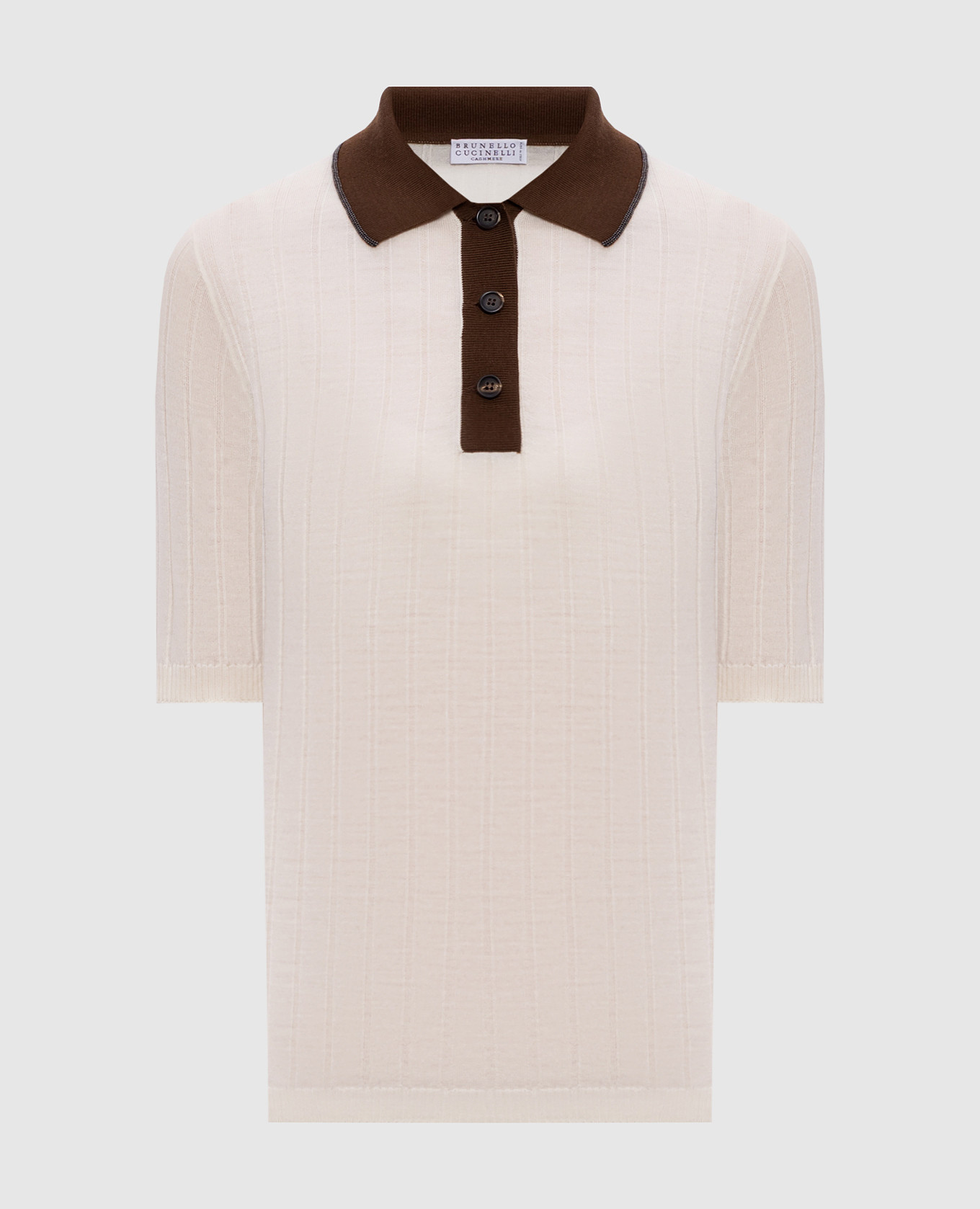 

Ivory ribbed wool and cashmere polo Brunello Cucinelli, Beige