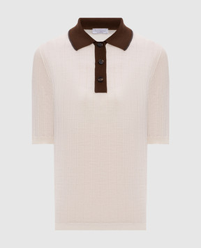 Brunello Cucinelli Ivory ribbed wool and cashmere polo M14817205